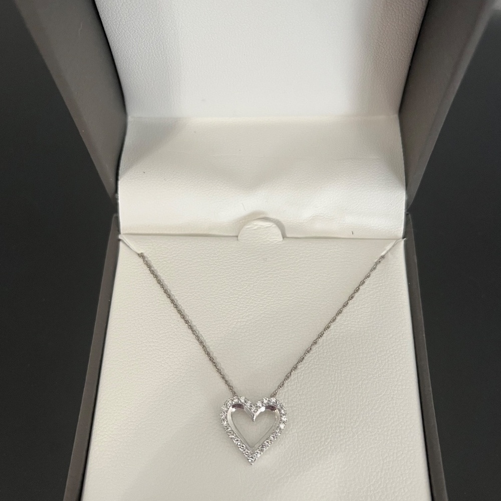 Nova Star Sterling Silver lab grown diamond heart pendant - Picture 2 of 8